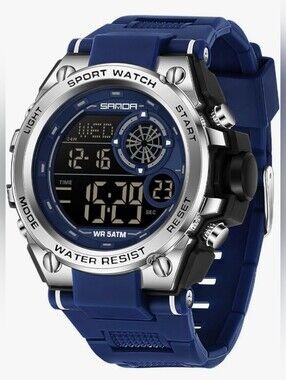 Multifunction Sports Digital Watch, 50M Water Resistant, 5ATM, LED, ABS Shell.